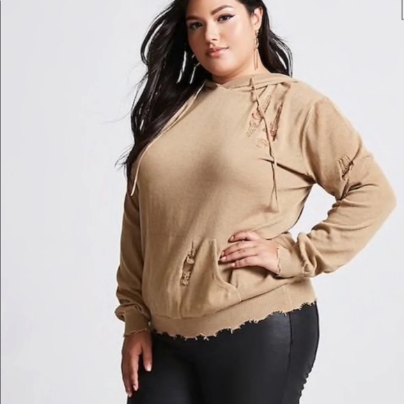 Forever 21 Lot of 2 Ruched Sleeve Sweatshirt & hoodie sweatshirt size XL - Picture 5 of 9